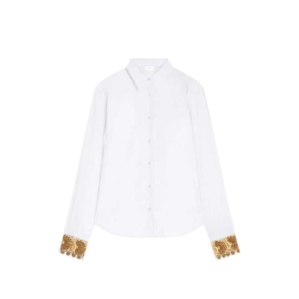 Dries Van Noten Women Embroidered Cotton Poplin Shirt